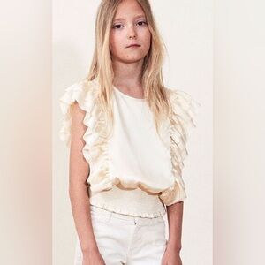 Designers Remix Smocked Ruffle Sleeve Girls Top EUC Size 14 Girls‎